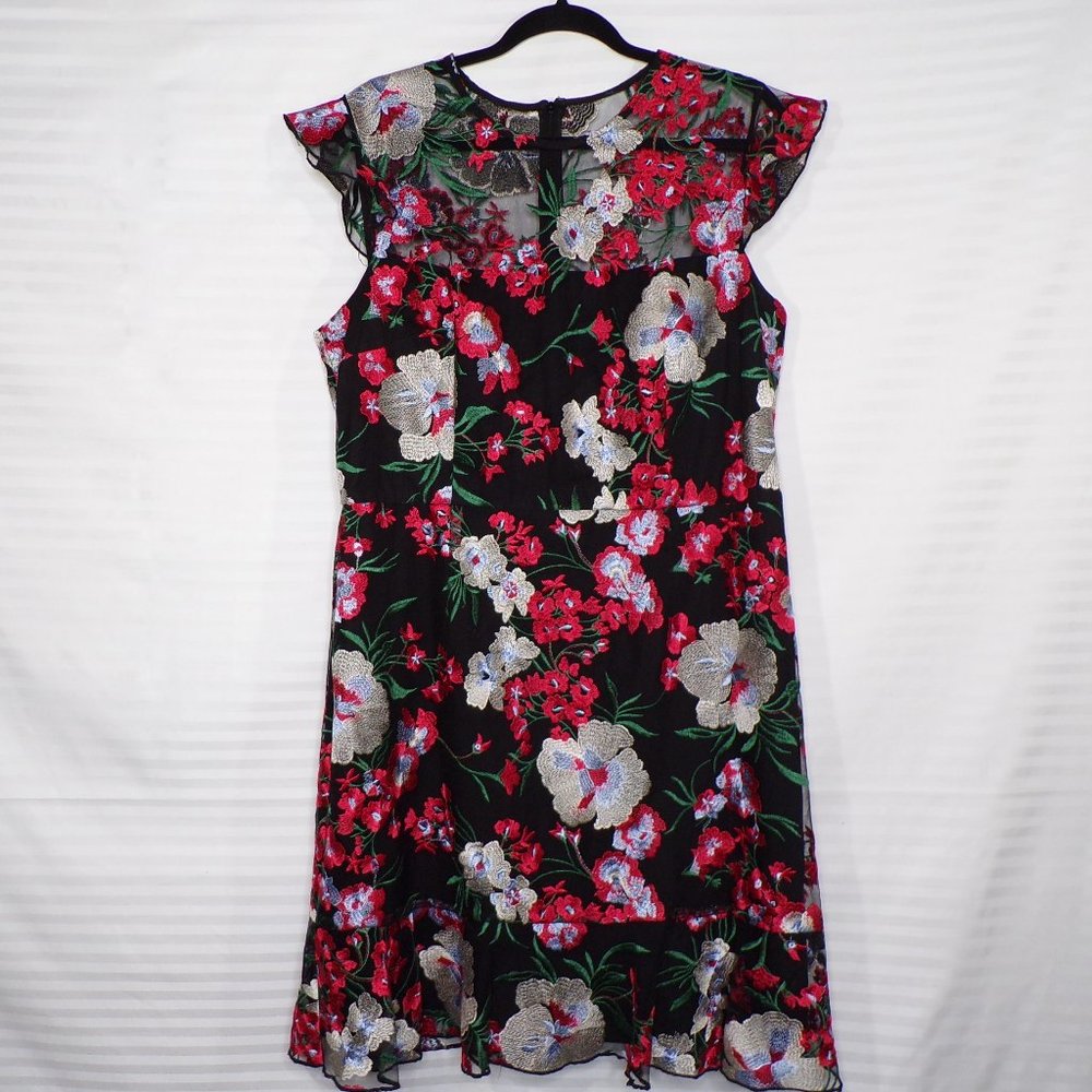 **Donna Morgan Floral Lace Embroidered Dress, Sz 16